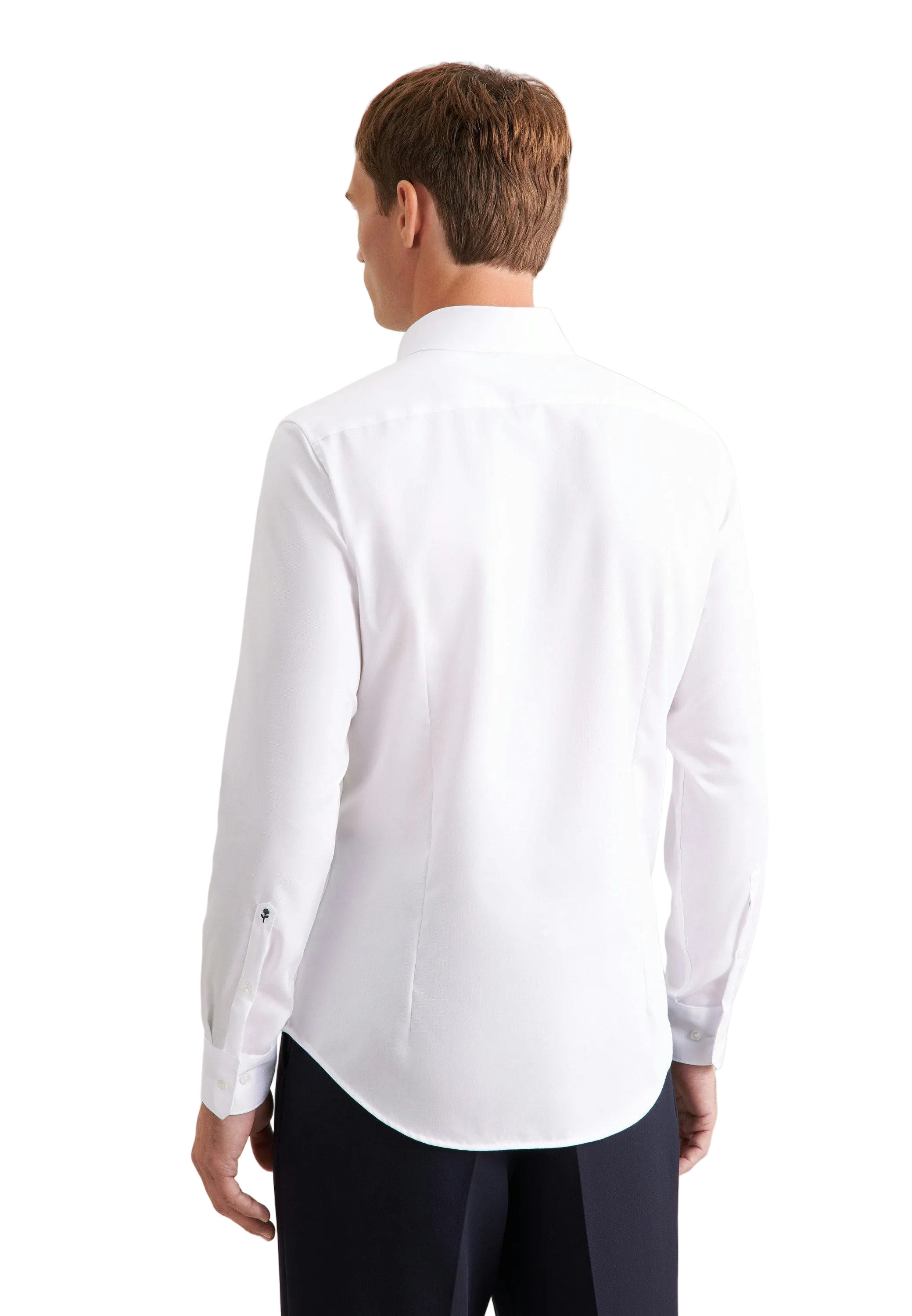 Seidensticker Slim Fit white twill business shirt – three-quarter view