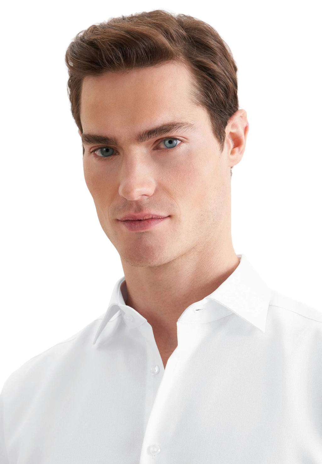 Seidensticker Regular Fit white double cuff twill shirt – New Kent collar detail