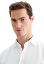 Seidensticker Regular Fit white double cuff twill shirt – New Kent collar detail