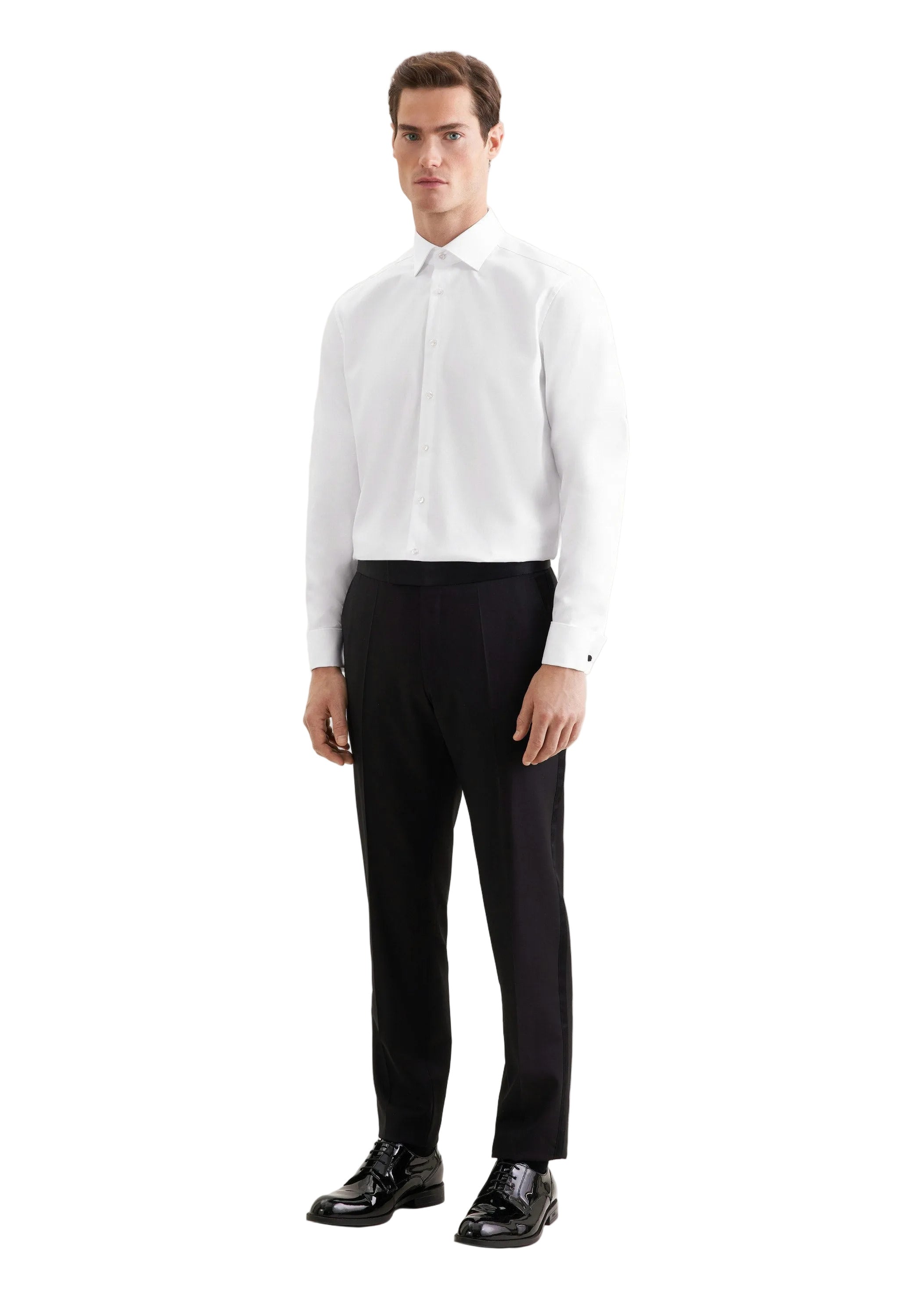 Seidensticker Regular Fit white double cuff twill business shirt – side view