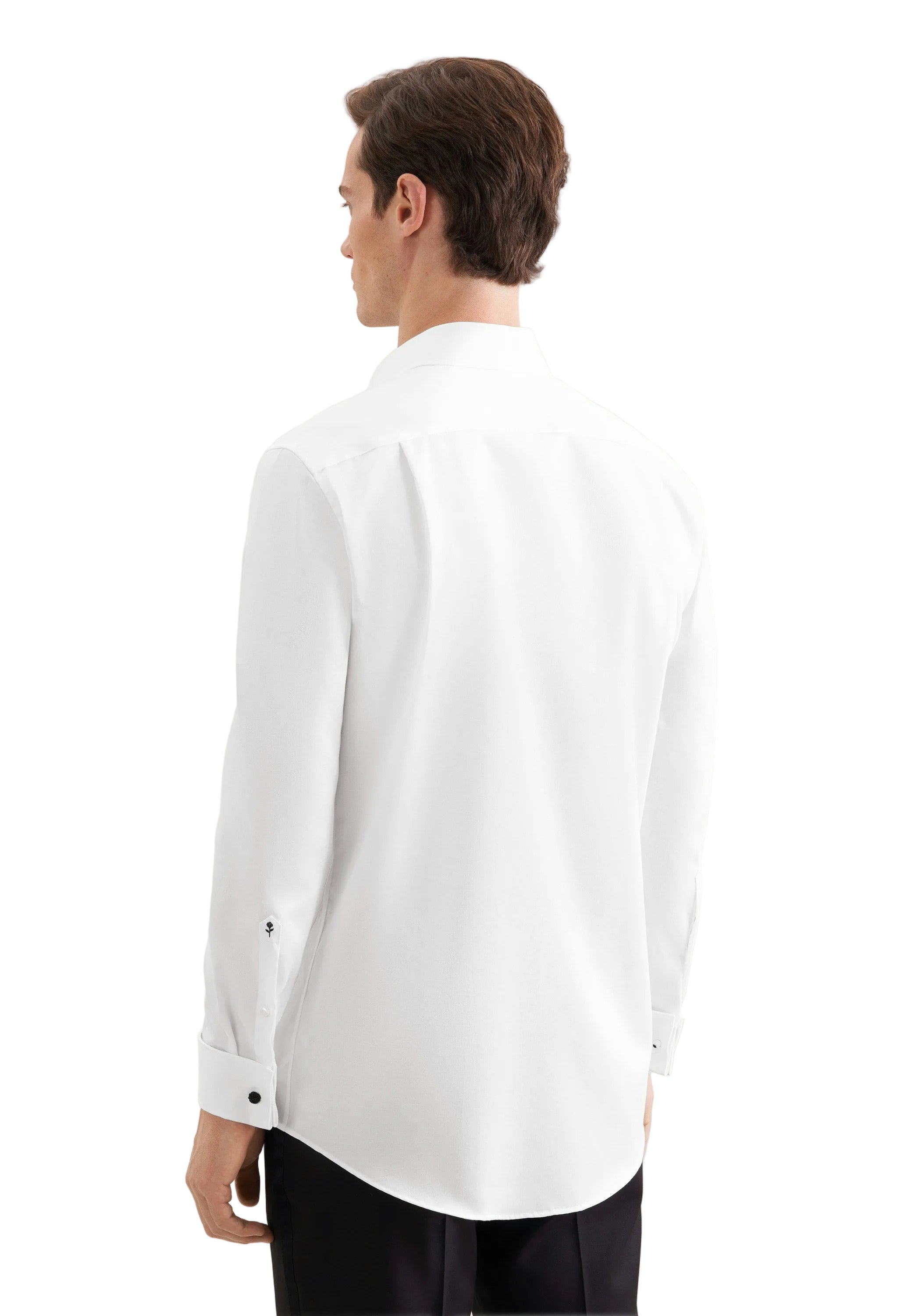 Seidensticker Regular Fit white double cuff twill business shirt – three-quarter view