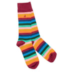 Swole Panda bamboo socks in a multi-coloured fine stripe