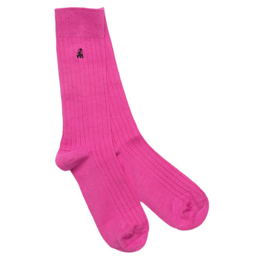 Swole Panda bamboo plain socks in rich pink