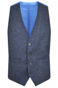 Torre Colt blue herringbone wool tweed waistcoat