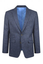 Torre Milan blue herringbone wool tweed jacket