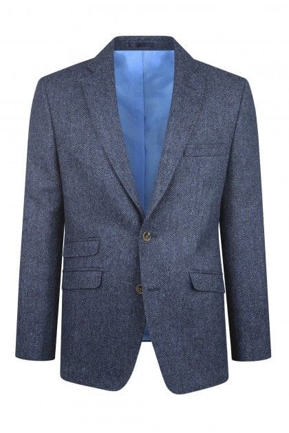 Torre Milan blue herringbone wool tweed jacket