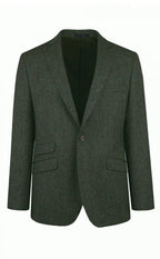 Torre Milan green herringbone wool tweed jacket detail