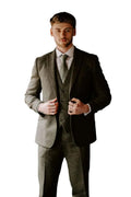 Torre Milan green herringbone wool tweed jacket front view
