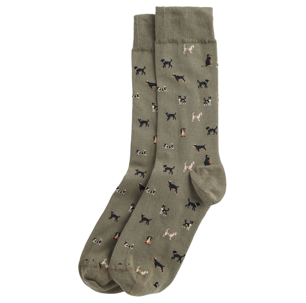 Barbour Mavin dog socks in Olive Dogs, alternate product view