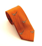 Van Buck Running Pheasant Country Silk Tie in Orange