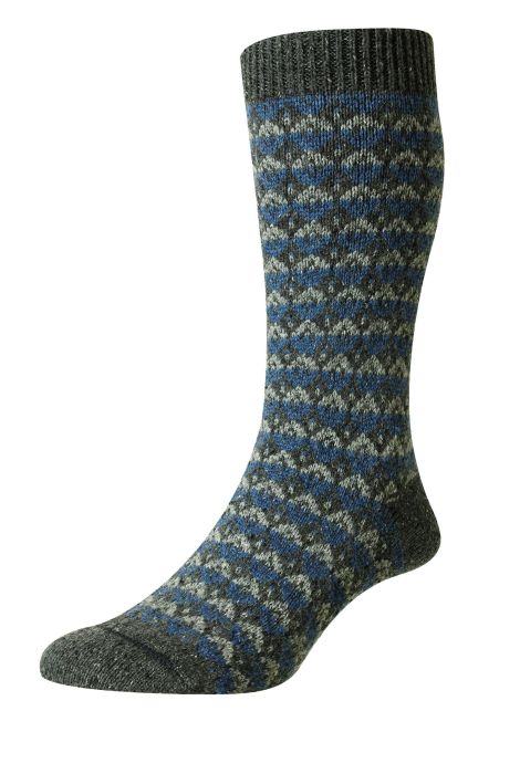 Scott-Nichol - Rydal Fairisle Wool Socks - Colour: Charcoal