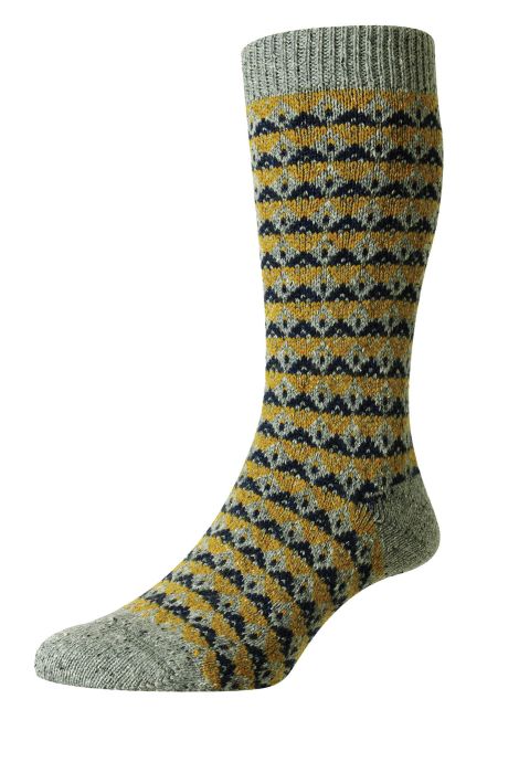 Scott-Nichol - Rydal Fairisle Wool Socks - Colour: Mid Grey