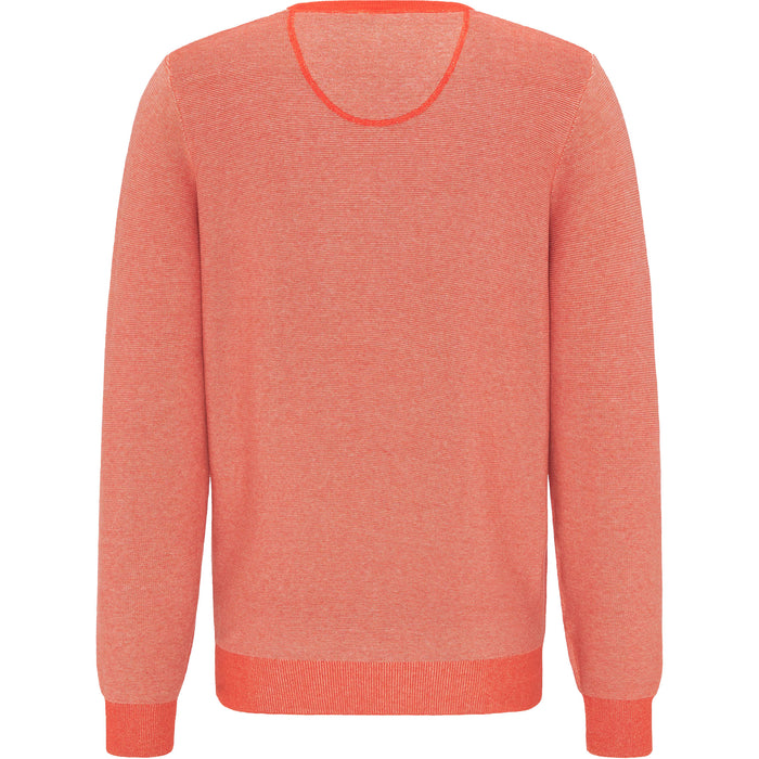 Fynch Hatton | V Neck Pullover | Cotton | Apricot Textured | Size: 2XL