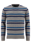 Fynch Hatton - Crew Neck Pullover - Colour: Grey Stripe