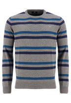 Fynch Hatton - Crew Neck Pullover - Colour: Grey Stripe