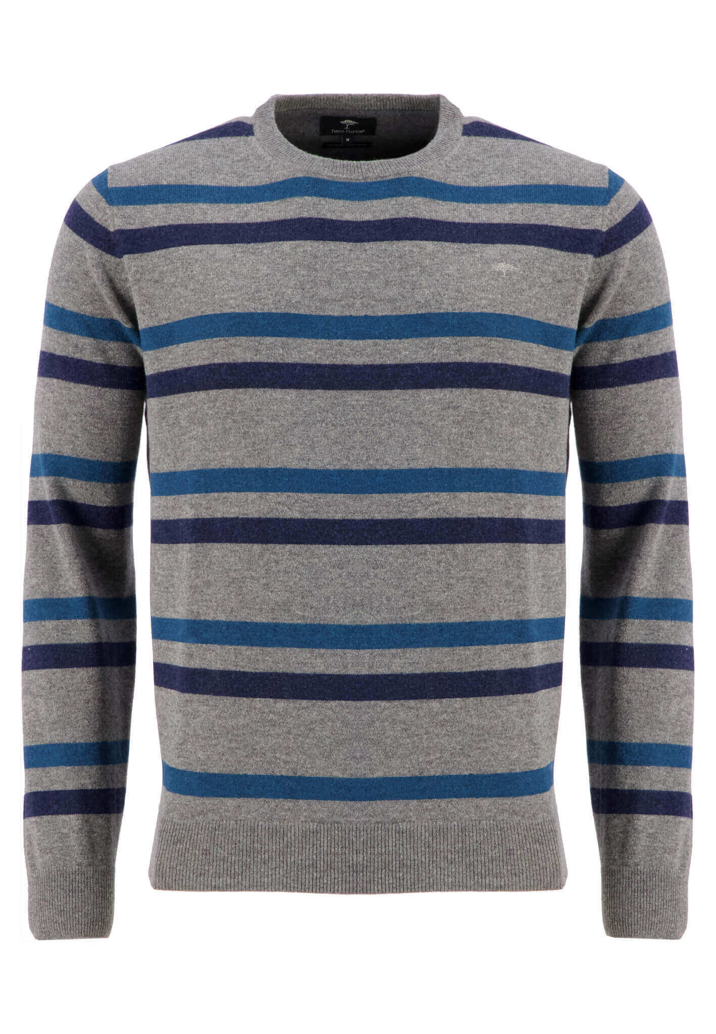 Fynch Hatton - Crew Neck Pullover - Colour: Grey Stripe