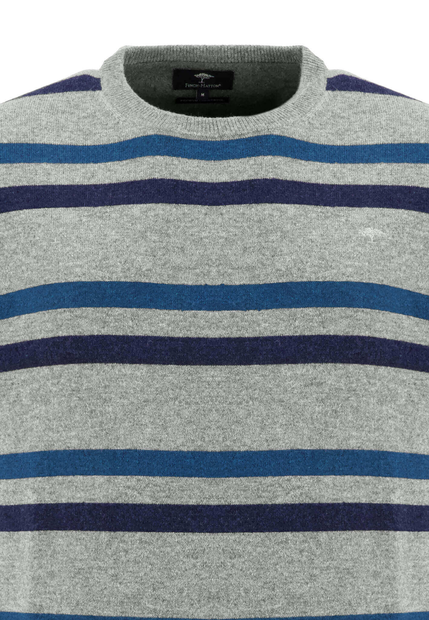 Fynch Hatton - Crew Neck Pullover - Colour: Grey Stripe