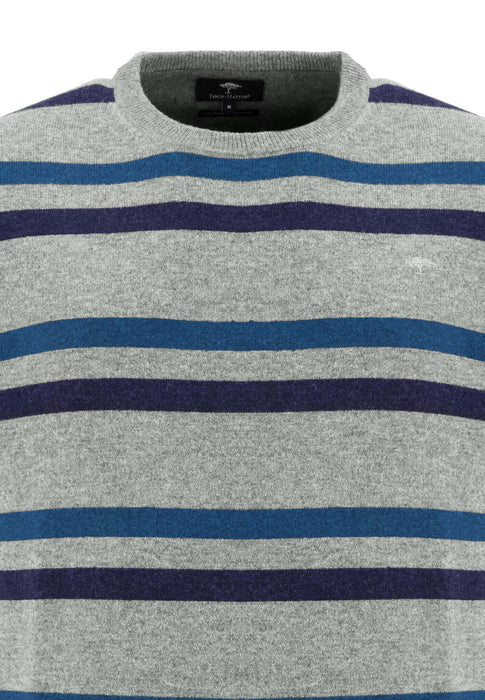 Fynch Hatton | Crew Neck Pullover | Grey Stripe | Size: Medium, Large, Extra Large, 2XL