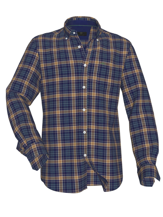 Fynch Hatton - Heavy Flannel Button Down Checked Shirt - Colour: Dolphin/Camel