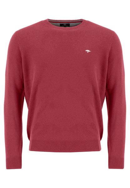 Fynch Hatton - Crew Neck Pullover | Merino Cashmere - Colour: Bloom Red