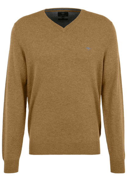 Fynch Hatton - V Neck Pullover | Merino Cashmere - Colour: Mustard