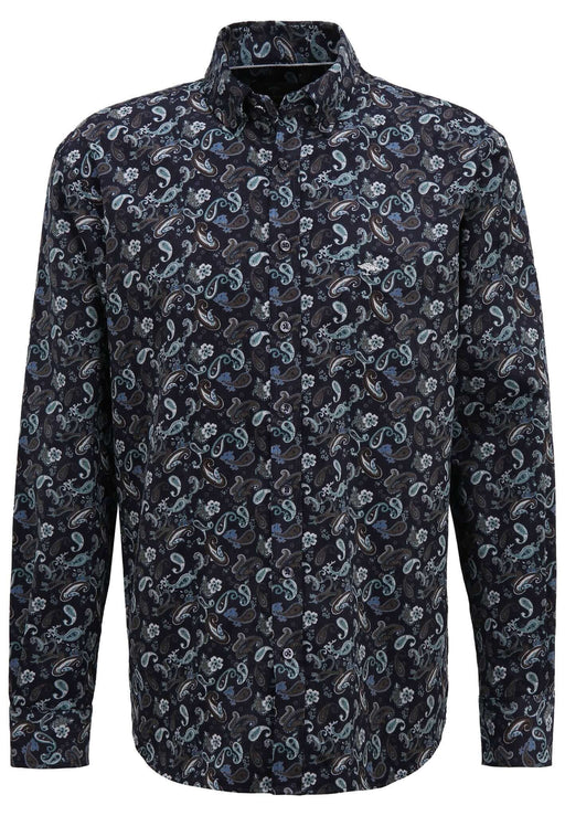 Fynch Hatton | Button Down Shirt | Navy Paisley Print | Size: Medium, Large, Extra Large, 3XL