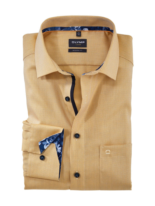 Olymp | Luxor Shirt | Textured Plain | Colour: CORN