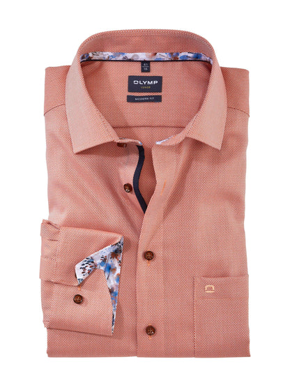 Olymp - Luxor Shirt | Textured Plain - Colour: Apricot