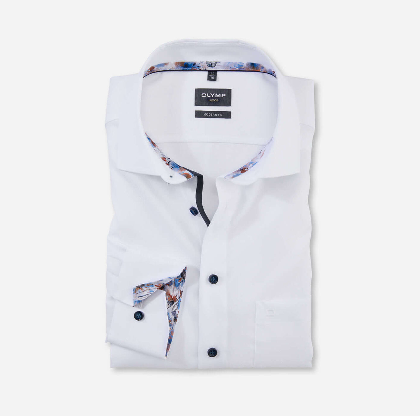 Olymp | Luxor Shirt | Textured Plain | Colour: WHITE