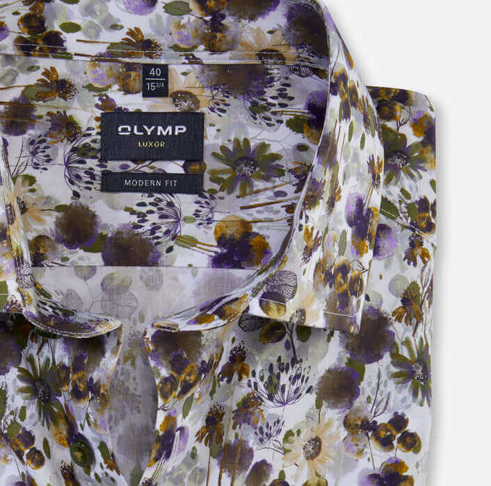 Olymp - Luxor Shirt | Flower - Colour: Blue Flower