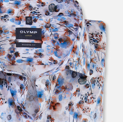 Olymp - Luxor Shirt | Flower - Colour: Blue Flower