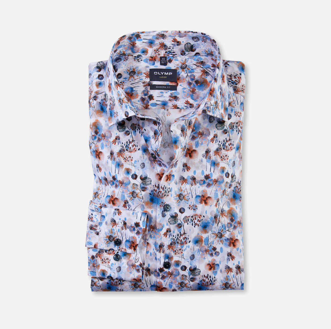 Olymp - Luxor Shirt | Flower - Colour: Blue Flower