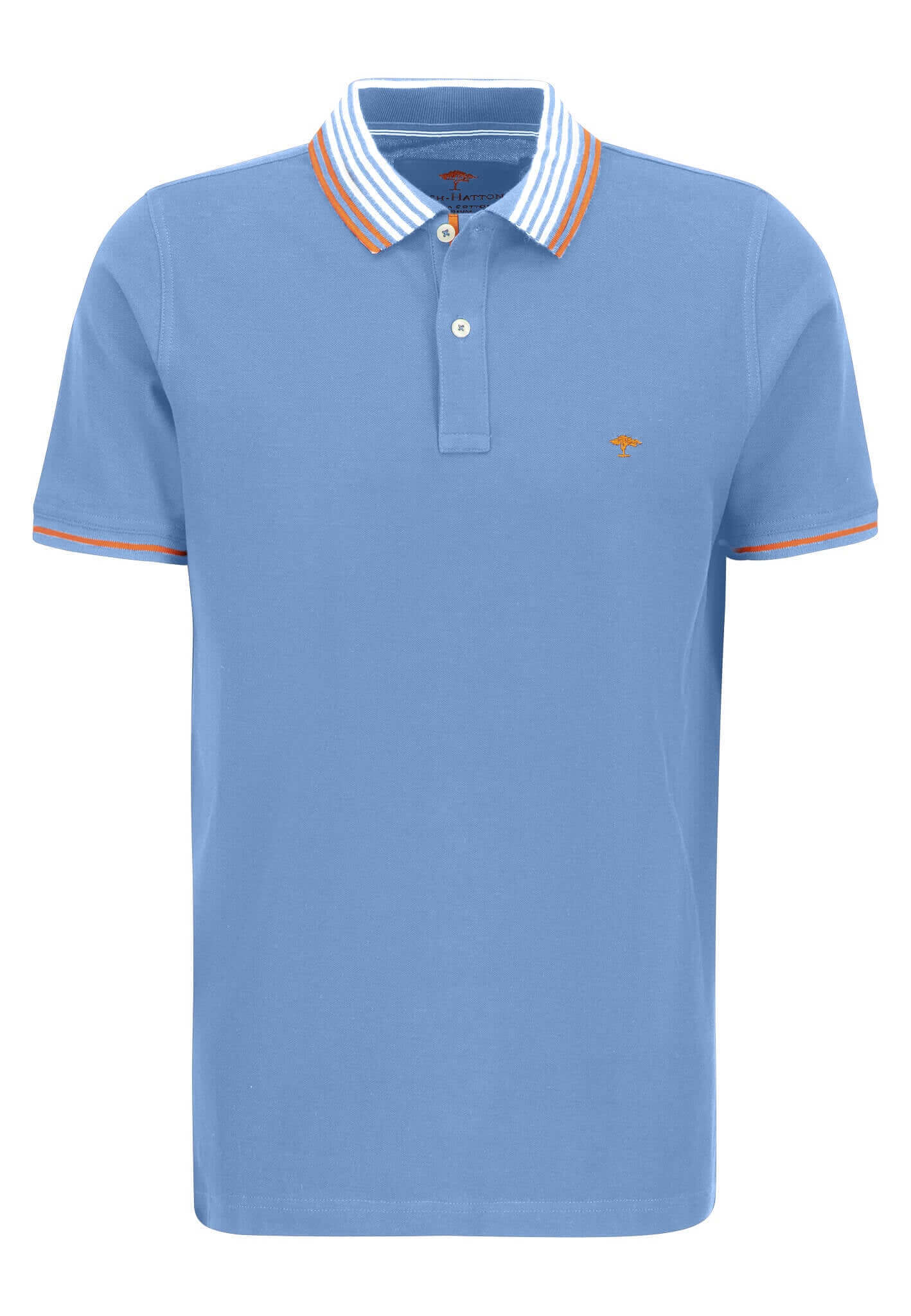 Fynch Hatton - Polo Shirt | Stripe Collar - Colour: Light Sky