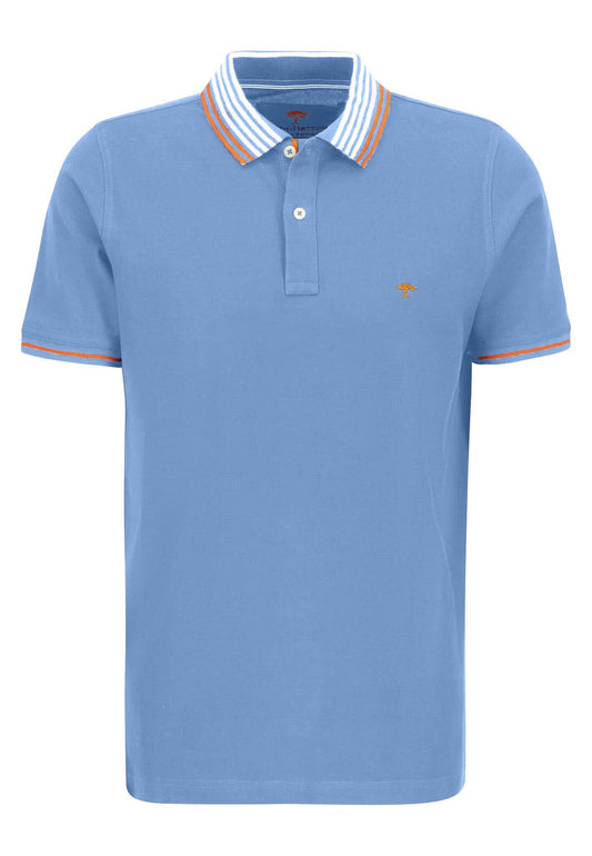 Fynch Hatton - Polo Shirt | Stripe Collar - Colour: Light Sky