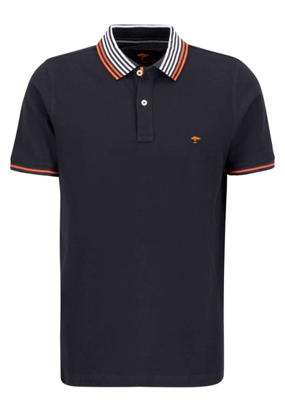 Fynch Hatton - Polo Shirt | Stripe Collar - Colour: Navy