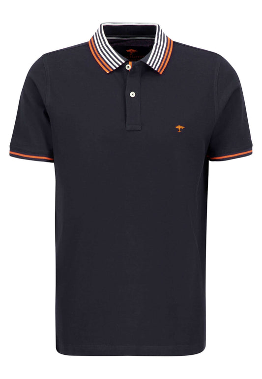 Fynch Hatton - Polo Shirt | Stripe Collar - Colour: Navy