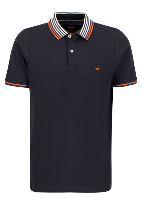 Fynch Hatton | Polo Shirt | Stripe Collar | Colour: Navy