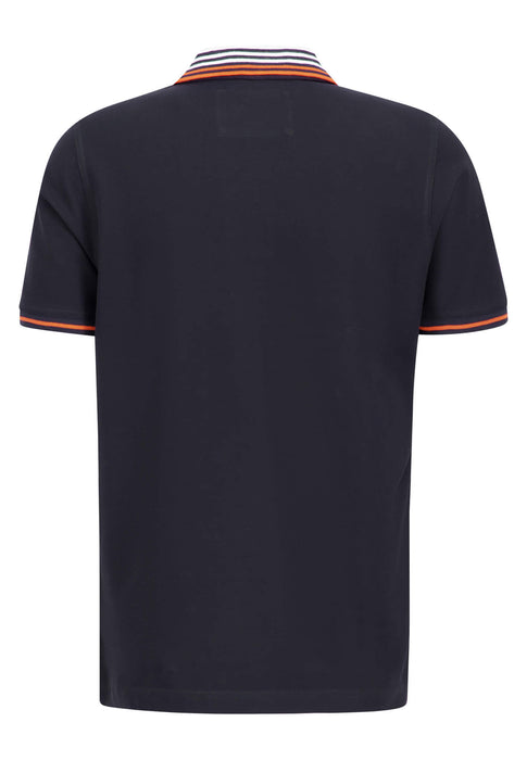 Fynch Hatton | Polo Shirt | Stripe Collar | Colour: Light Sky, Navy