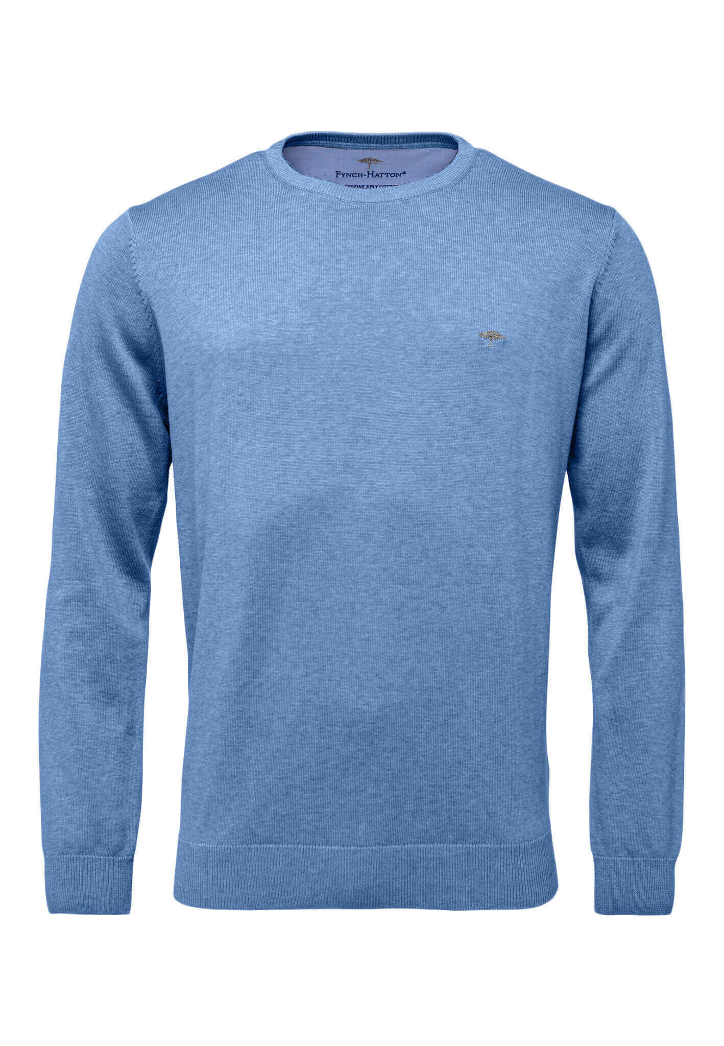 Fynch Hatton - Crew Neck Pullover | Cotton - Colour: Light Sky