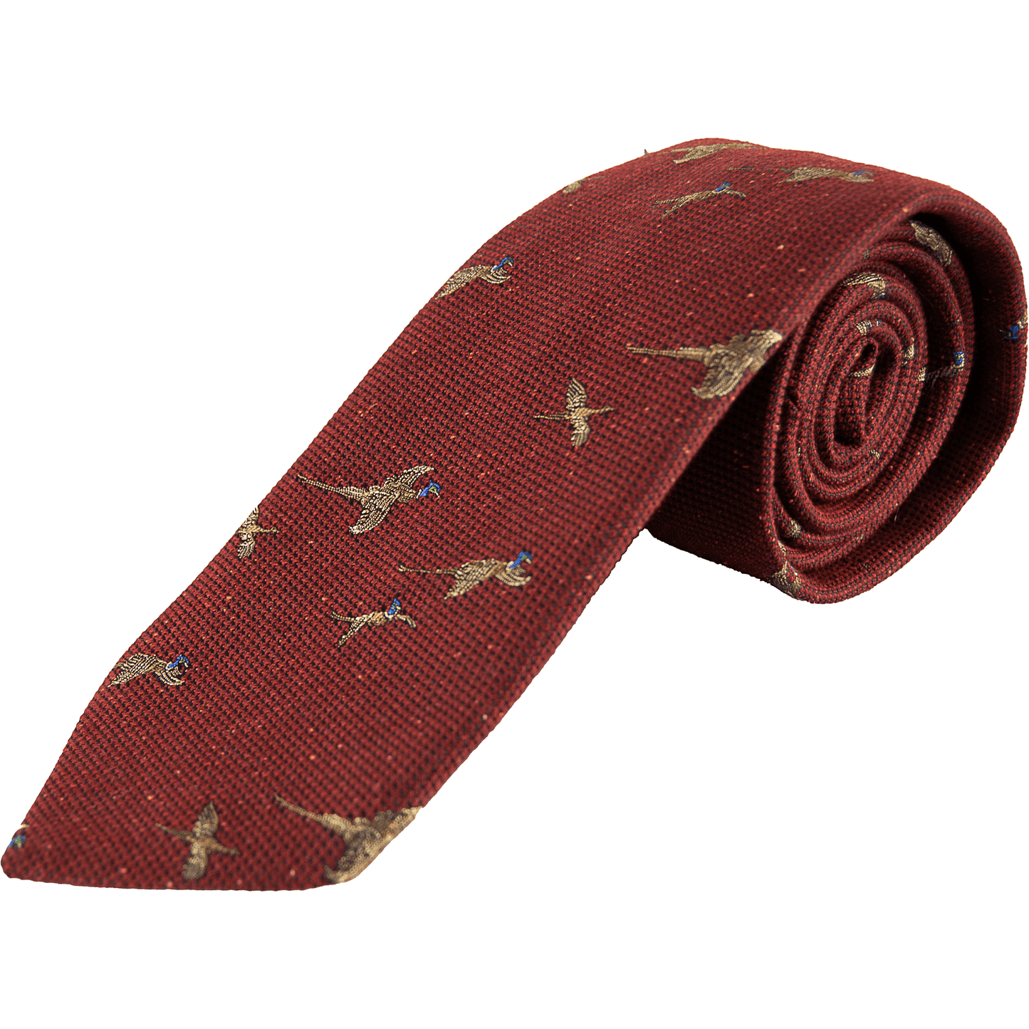 Livingston - Wool and Silk Pheasant Tie - Colour: Maroon