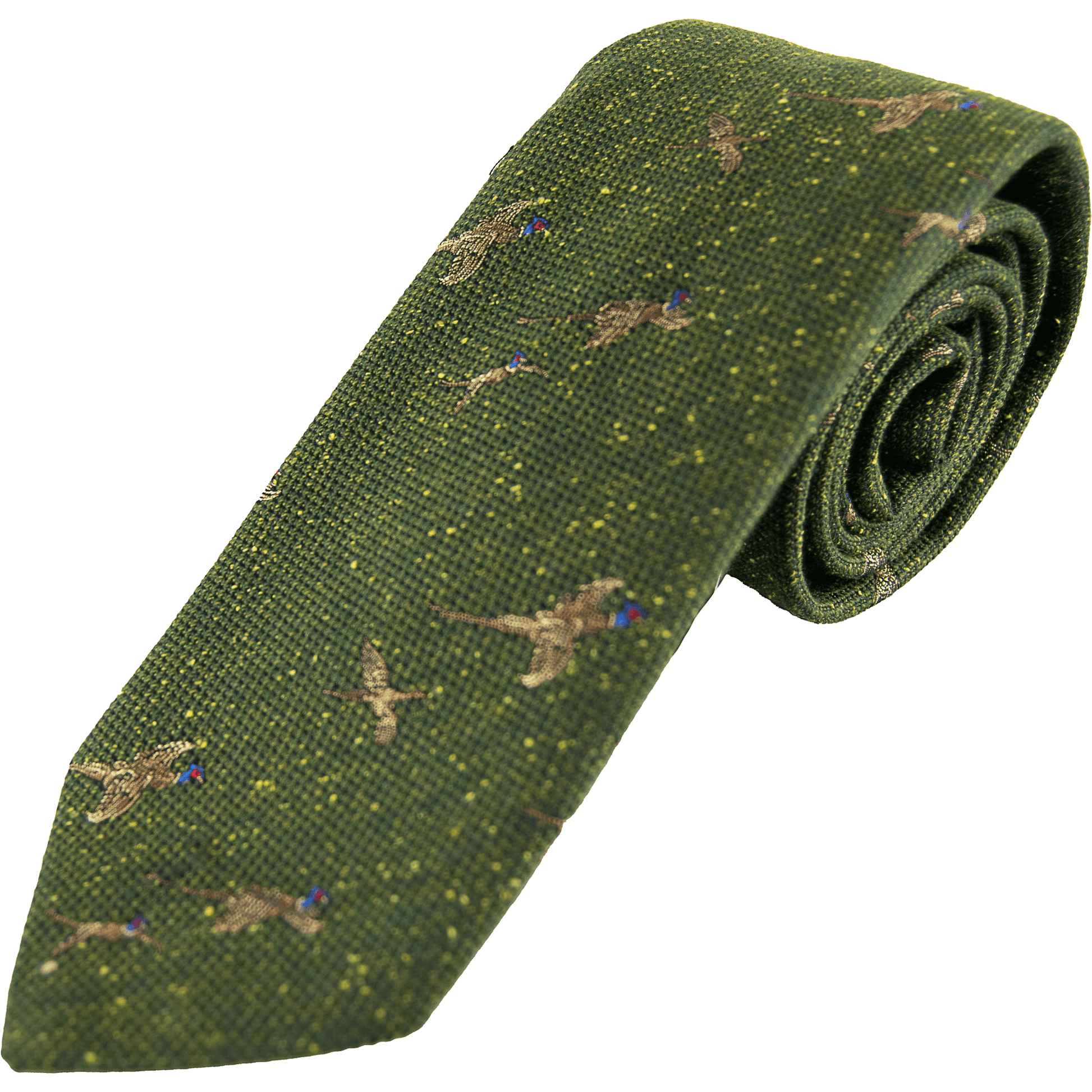 Livingston - Wool and Silk Pheasant Tie - Colour: Olive