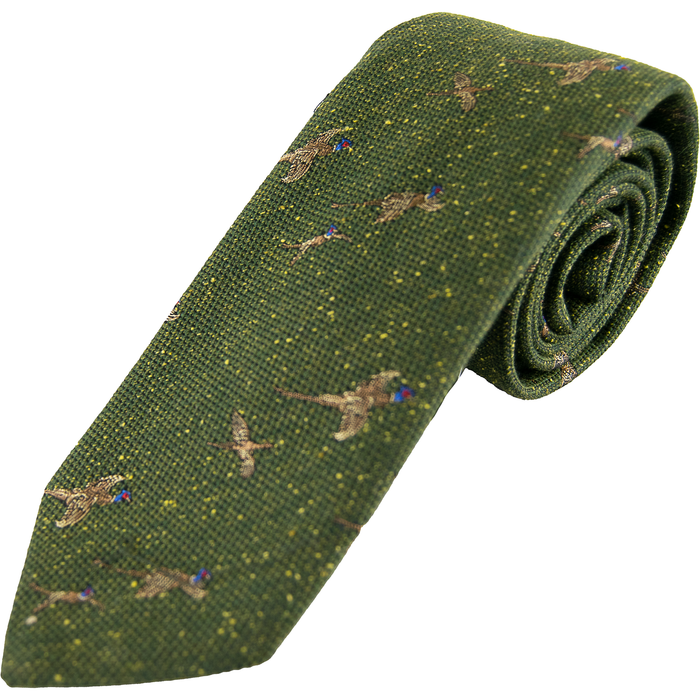 Livingston | Wool and Silk Pheasant Tie | Colour: Olive