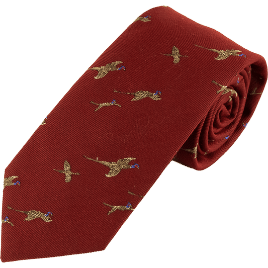 Livingston - Wool and Silk Flying Pheasant Tie - Colour: Claret