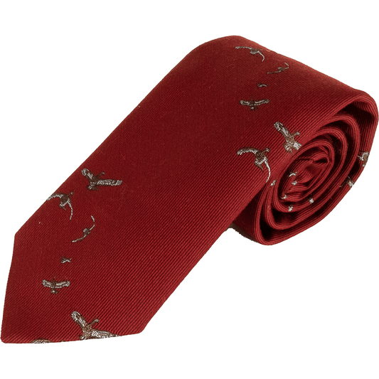 Livingston - Wool and Silk Flying Duck Tie - Colour: Claret