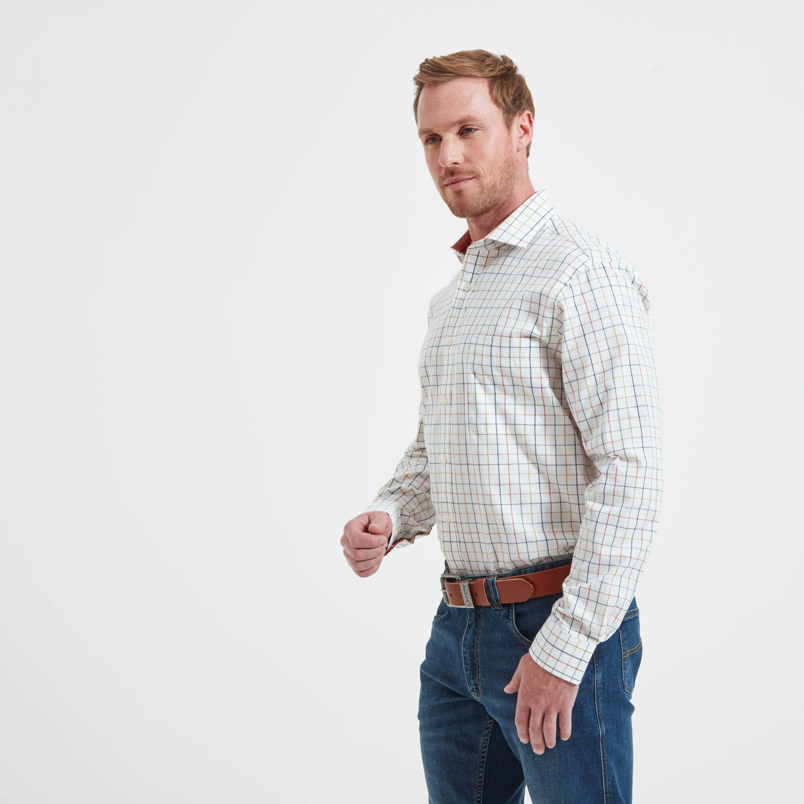 Schoffel - Wells Tailored Sporting Shirt - Color: Rust / Green Check