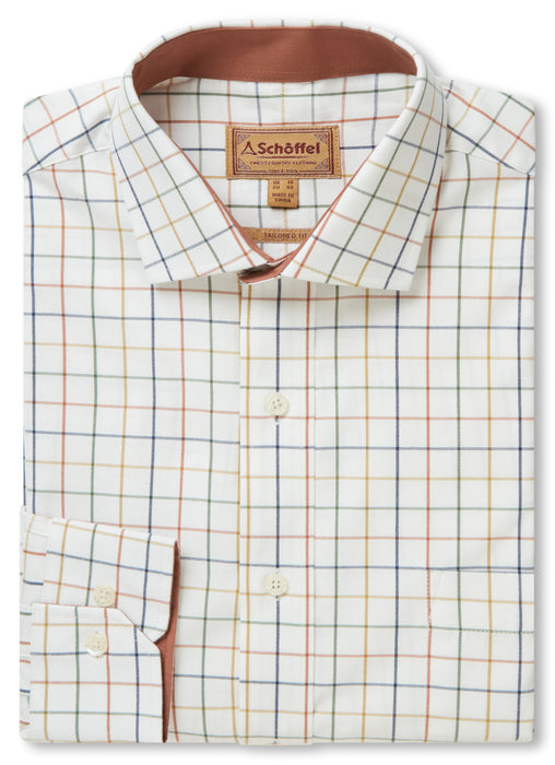 Schoffel | Wells Tailored Sporting Shirt | Colour: Rust / Green Check, Green / Navy / Brown Check