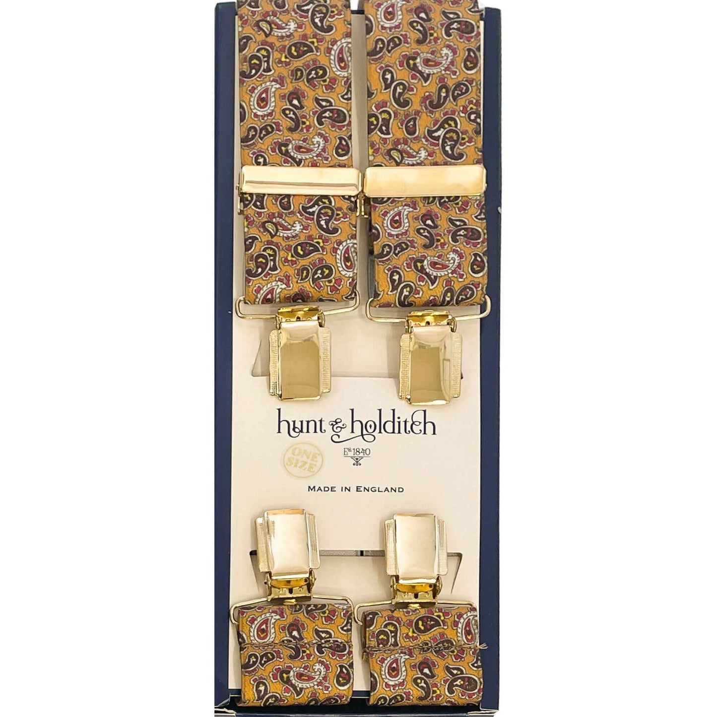 Hunt & Holditch - Fancy Clip Braces - Mini Paisley - Colour: Mustard