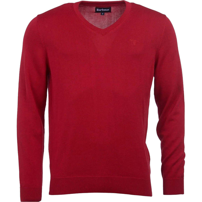 Barbour | Pima Cotton V Neck Pullover | Colour: Chilli Red