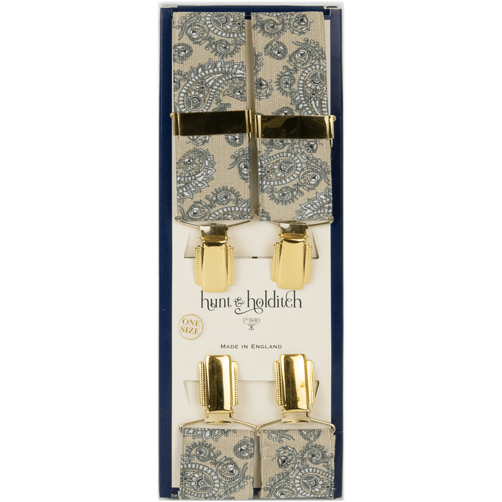 Hunt & Holditch - Fancy Clip Braces - Paisley - Colour: CHAMPAGNE