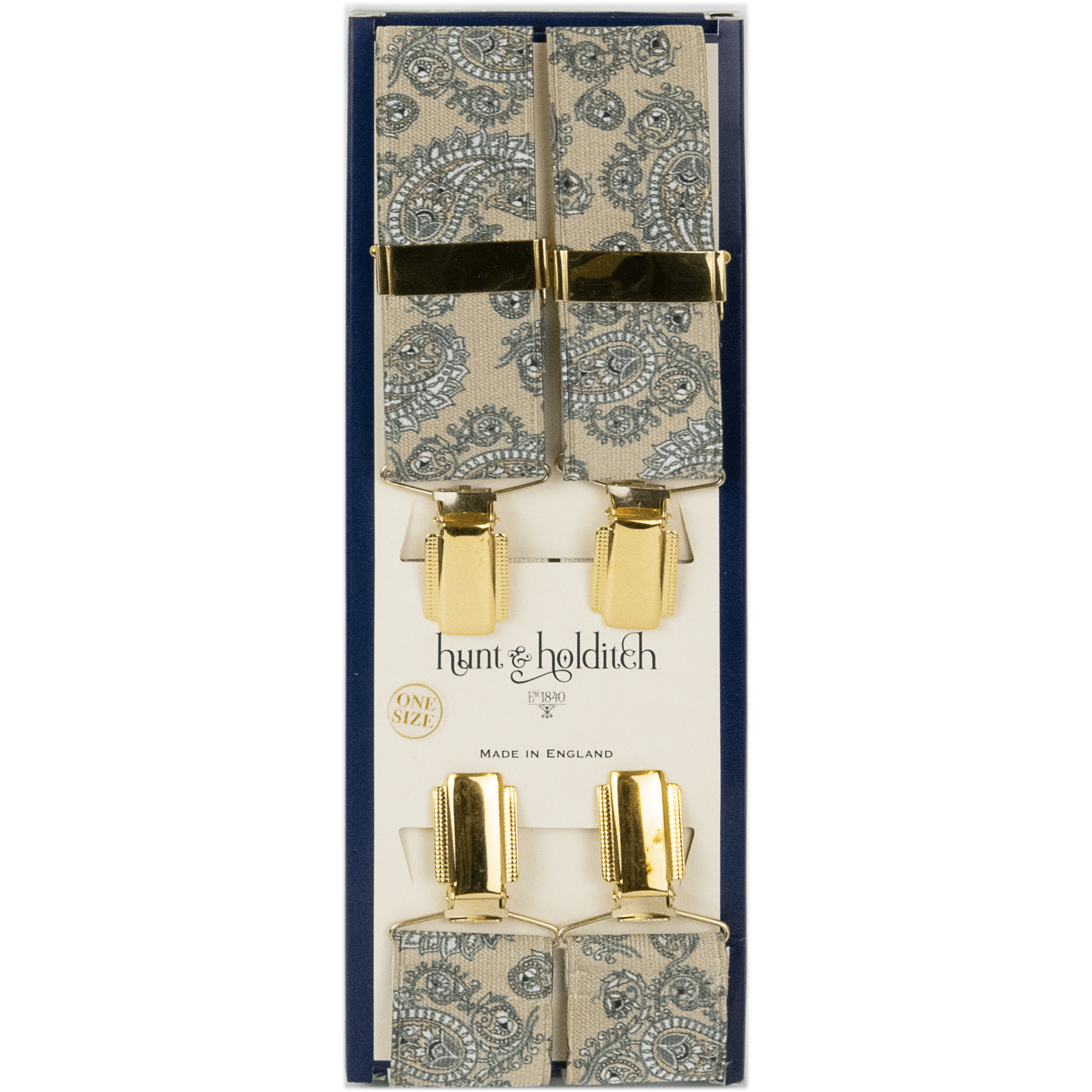 Hunt & Holditch - Fancy Clip Braces - Paisley - Colour: CHAMPAGNE
